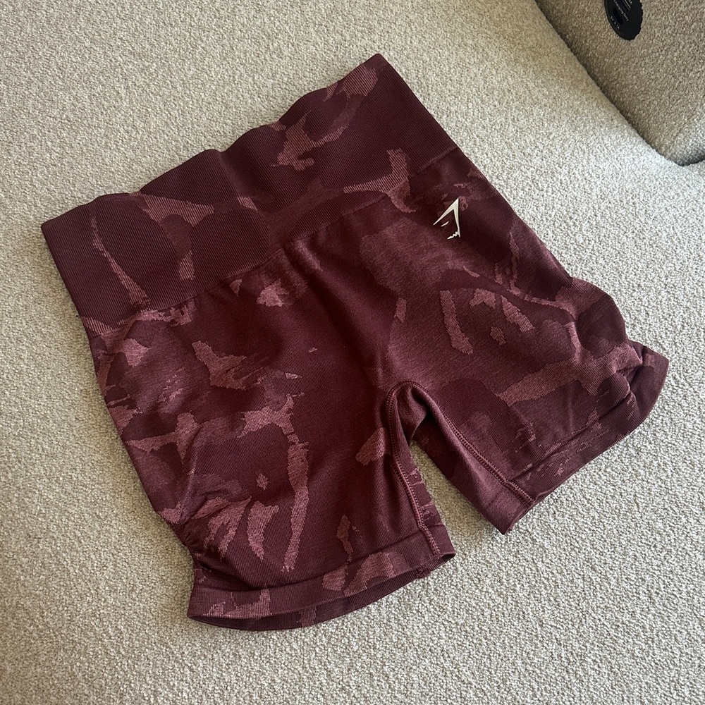 Gymshark Maroon Patterned Athletic Shorts